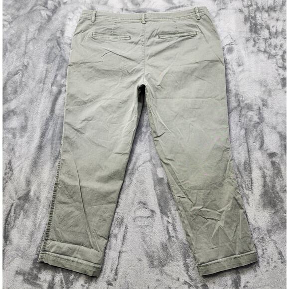 Maurices Pants Womens 15/16 Green Khaki Side Striped Chino Mid Rise Ankle Preppy - Picture 3 of 12